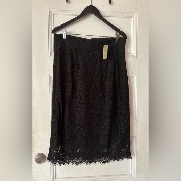 J. Crew Black Lace Pencil Skirt, Size 12 NWT - Picture 1 of 6